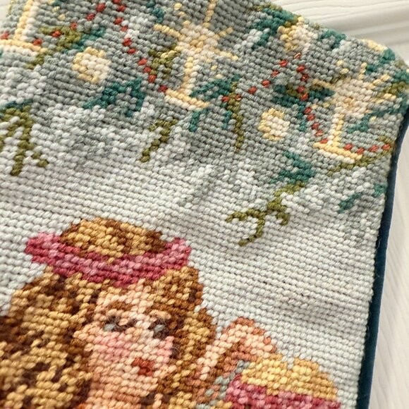 🎄3/$20‼️Vintage Wool Needlepoint Angel Christmas Stocking - Picture 7 of 11